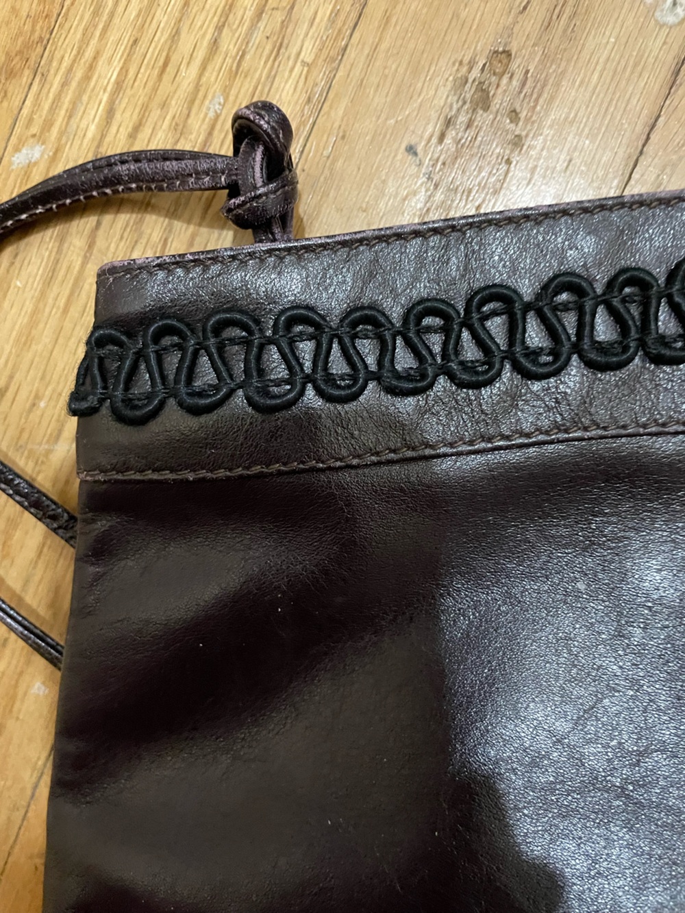 Bonwit Teller Leather Crossbody Bag in Deep Plum